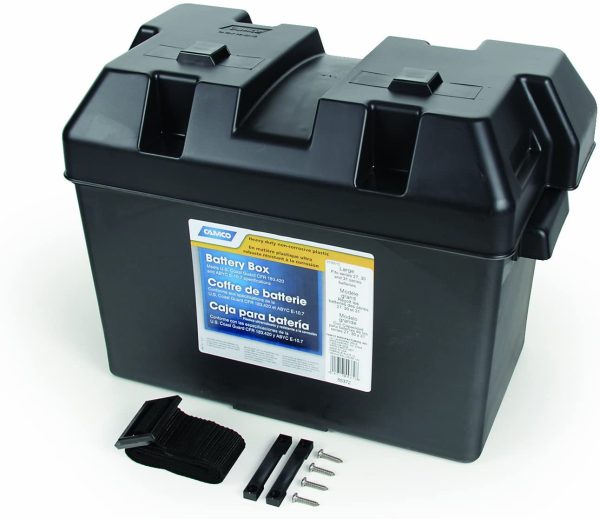 Large Battery Box with Straps and Hardware - Group 27, 30, 31 |Safely Stores RV, Automotive, and Marine Batteries |Durable Anti-Corrosion Material | Measures 7 ¼" x 13 ¾" x 8-5/8" - (55372)