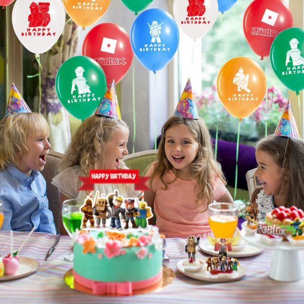 Roblox Party Supplies, Roblox Birthday Party Decorations, Robot Blocks Birthday Party Supplies, Sandbox Video Game Party Supplies for Kids Include Banner, Toppers, Balloons, Invitations, Stickers - Image 5