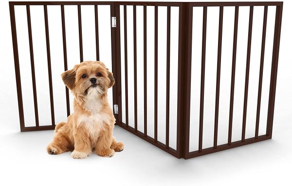 PETMAKER Freestanding Wooden Pet Gate, Dark Brown - Image 4