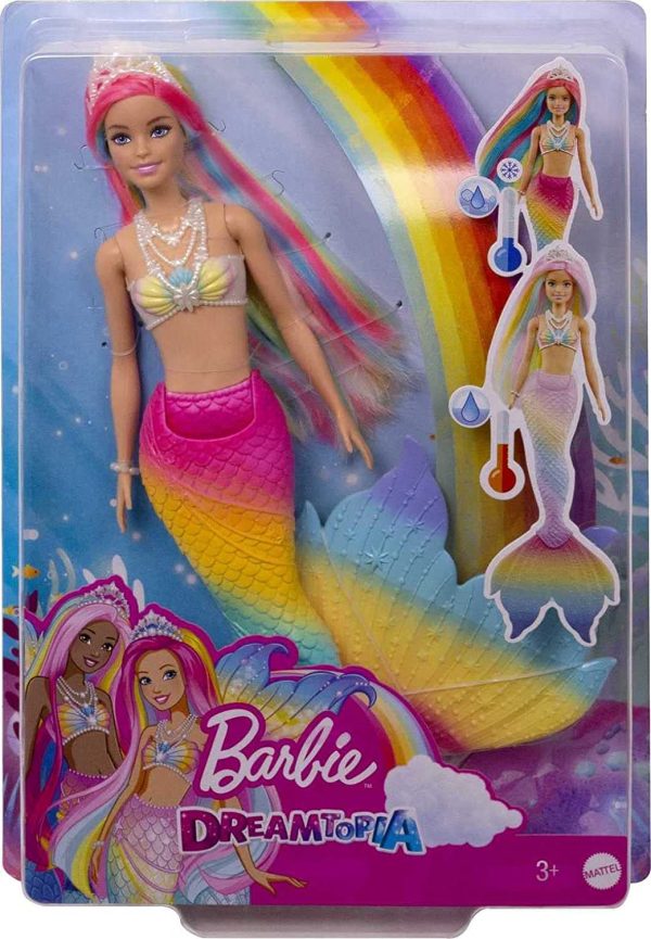 Barbie Dreamtopia Rainbow Magic Mermaid Doll with Rainbow Hair and Water-Activated Color Change Feature, Gift for 3 to 7 Year Olds - Image 3