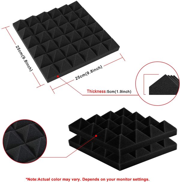 Sound Proof Padding, AGPtEK 24 Packs Soundproof Foams 25x25x5CM (Black) Acoustic Foam Panels, Ideal for Recording Studio, TV Room, Kid?M?? Room,and Office and Podcast Recording