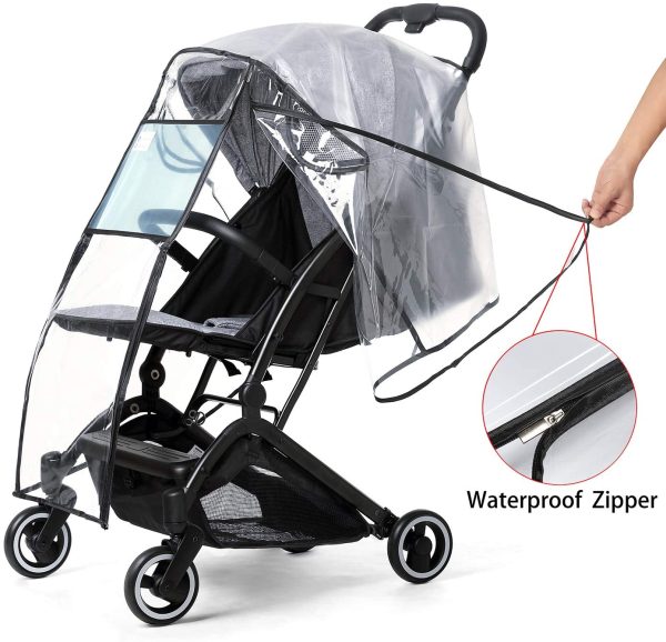 Rain Cover for Stroller Weather Shield Windproof with Insect Net, Waterproof, Dust Shield, Protect from Rain, Snow, Baby Travel Weather Shield by Prettop - Image 3