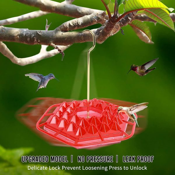 Hummingbird Feeder,Portable Hummingbird Feeders Outdoor with 30 Feeding Ports,Hanging Bird Feeder Window with Perch and Built-in Ant Moat for Garden - Image 7