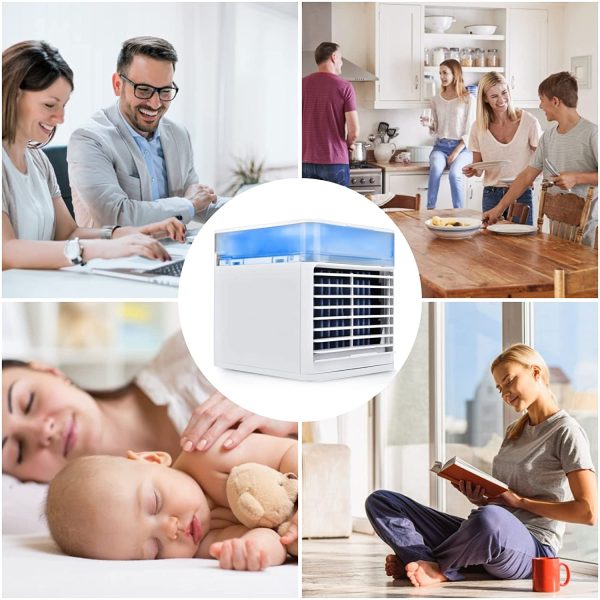 Portable Air Conditioner, Evaporative Air Conditioner Fan with 3 Speeds 7 Colors, Camping AC Unit, Personal Space Air Conditioner Personal Air Cooler Desktop Air Conditioner for Office, Individual Climatiseur Portatif - Image 3