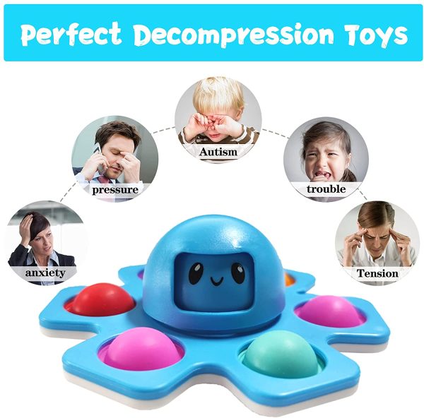 5PC Face-Changing Octopus Pop Fidget Spinner Toys,Simple Dimple Sensory Toy to Stress Reduction and Anxiety Relief Hand Toy Suitable for Adults and Children - Image 3