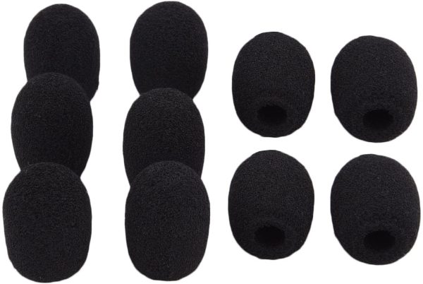 Sunmns ch05-cover Mini Lapel Headset Microphone Windscreen Foam Cover, Black, 10 Piece - Image 6