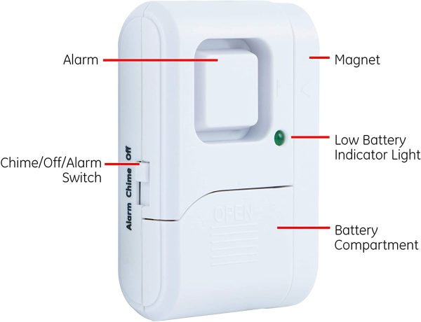 GE Personal Security Window/Door Alarm, 5-Pack, DIY Home Protection, Burglar Alert, Magnetic Sensor, Off/Chime/Alarm, Easy Installation, Ideal for Home, Garage, Apartment, Dorm, RV and Office, 45987 - Image 4