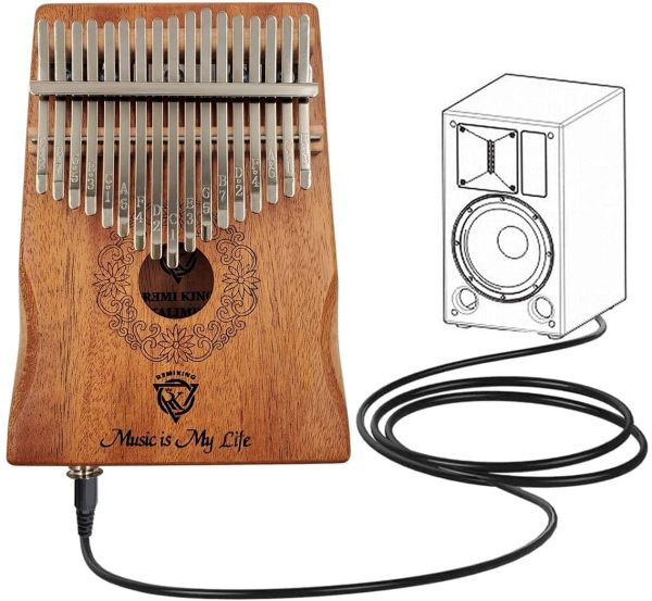 Kalimba Thumb Piano 17 keys Portable Wood Finger Piano Built-in with Pickup, learning instruction, Tune Hammer inside the package and protective case gift for kids and adults beginner and professional (17 Keys, Brown - Standard)