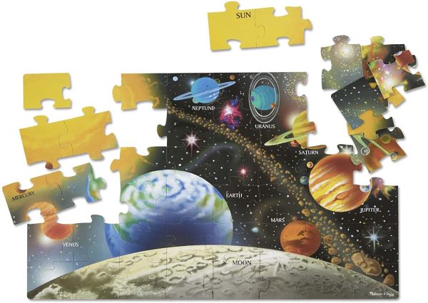 Melissa and Doug Solar System Floor Puzzle, Floor Puzzles, Easy Clean Surface, Promotes Hand-Eye Coordination, 48 Pieces (91.44 cm L x 60.96 cm W) - Image 2