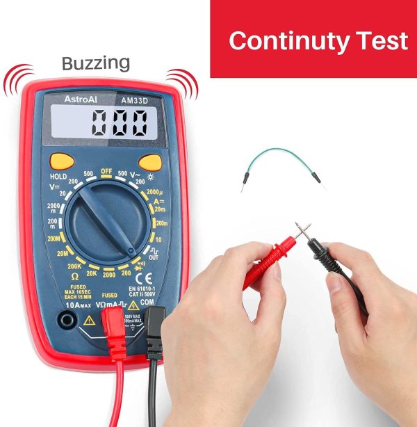 Multimeter 2000 Counts Digital Multimeter with DC AC Voltmeter and Ohm Volt Amp Tester ; Measures Voltage, Current, Resistance; Tests Live Wire, Continuity - Image 8