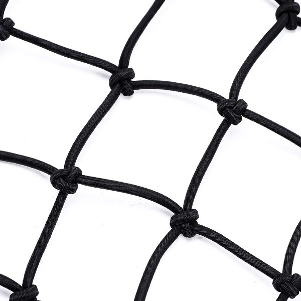 2pcs 15 X 15 inch Motorcycle Accessories Luggage Rack 8x8 Dense Cargo Net Bungee Straps Stretch to 30 x 30 inch with 8 Removable Hooks, Tight 2 x 2 inch Mesh, Motorcycle Sports Bike Bicycle Helmet Scooter Net with Carrying Bag - Image 4