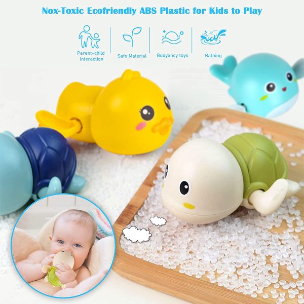 Bath Toys, 6 Pack Bathtub Toys for 1 2 3 4 5 Year Old Boy Girl Swimming Tub Toddler Bath Toys with Bath Toy Storage Organizer