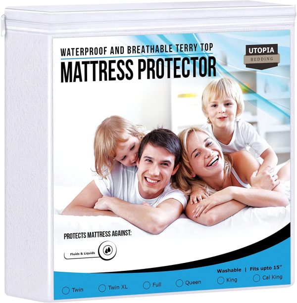 Utopia Bedding Premium Waterproof Terry Mattress Protector Twin XL 200 GSM, Mattress Cover, Breathable, Fitted Style with Stretchable Pockets - Image 4