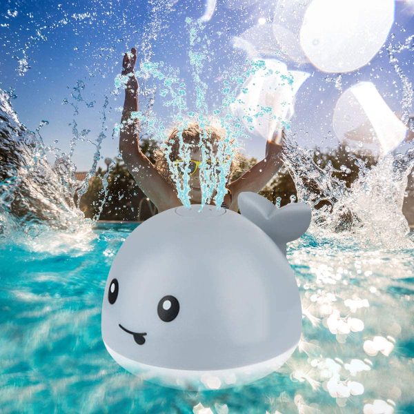 YWL Bath Toys, Bath Toys for Toddlers Water Spray Toys for Kids, Baby Toys Whale Toy Cut Light Up ,Bathtub Toys Spray Water Squirt Toy Whale Water Sprinkler Pool Toys for Toddlers (Gray)