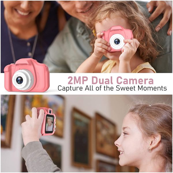 Kids Camera for Girls, 1080P HD Children's Digital Camera Toy, Toddler Selfie Video Camcorder for 3 4 5 6 7 8 9 Years Old with 32GB SD Card for Christmas Birthday Gift -Pink - Image 4