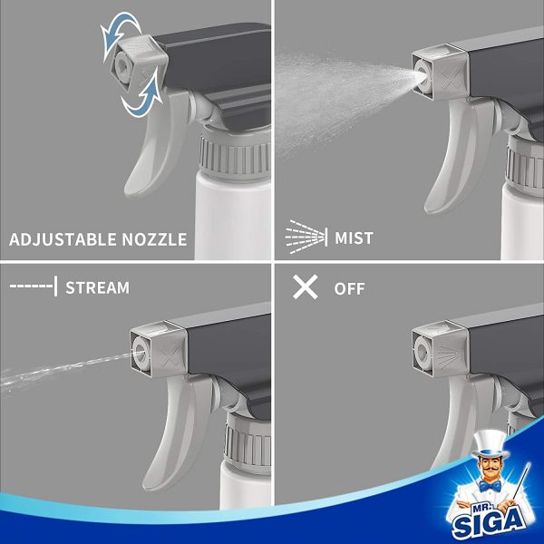 MR.SIGA 16 oz Plastic Spray Bottles for Cleaning Solutions, HDPE Commercial Grade Refillable Spray Bottles with Measurements and Adjustable Leak Proof zzle, 3 Pack - Image 3