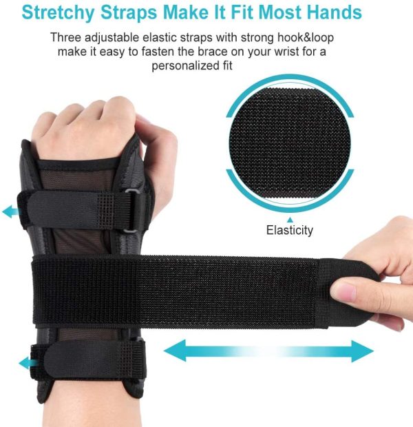 Wrist Support Brace, Wrist Brace, Carpal Tunnel Wrist Brace Stabilizer Wrist Protector with Removable Splint and Adjustable Stretchy Straps for CTS, Tendonitis, Sprain Pain Relief, Fits Both Left and Right Hand - Image 7