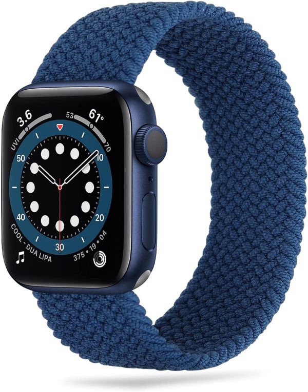 Sport Braided Solo Loop Strap Compatible with Apple Watch Band 38mm 40mm 41mm 42mm 44mm 45mm, Elastic Nylon Bracelets for iWatch Series 7 6 5 4 3 2 1, SE (38mm/40mm/41mm - S, Blue) - Image 7