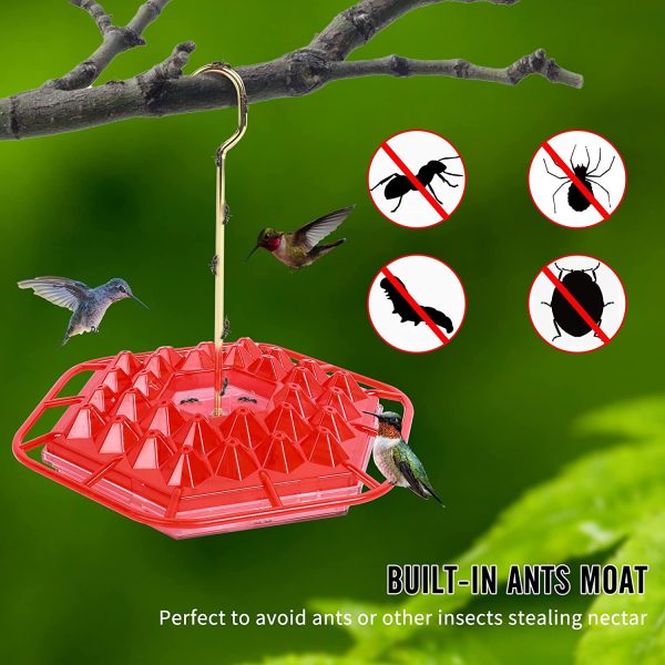 Hummingbird Feeder,Portable Hummingbird Feeders Outdoor with 30 Feeding Ports,Hanging Bird Feeder Window with Perch and Built-in Ant Moat for Garden - Image 4