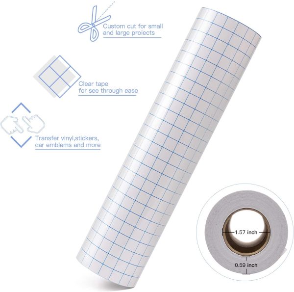 Transfer Tape for Vinyl - 12??x 50 FT w/Blue Alignment Grid for Adhesive Vinyl - Medium Tack Vinyl Transfer Tape for Silhouette Cameo, Cricut - Image 3