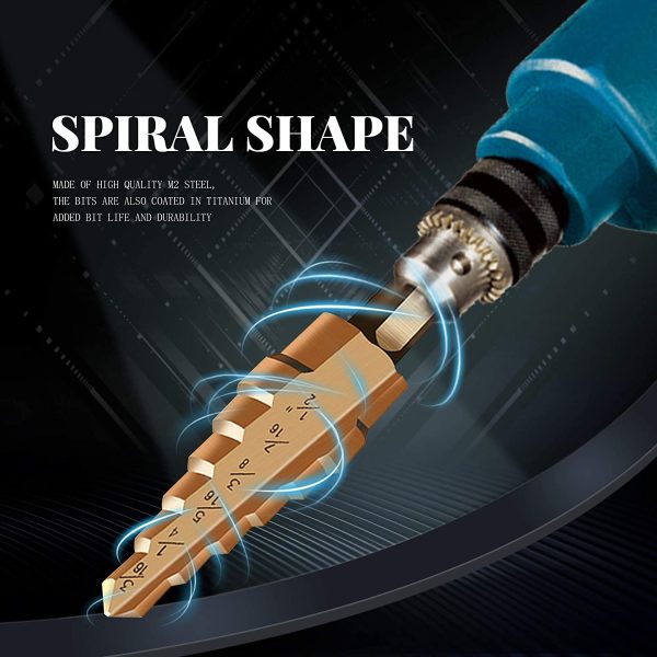 Zhushan Step Drill Bit Set, 3Pcs Set High Speed Steel Titanium Step Drill Bit,Double Cutting Blades,Short Length Drill Bits for Sheet Metal Hole Drilling - Image 5