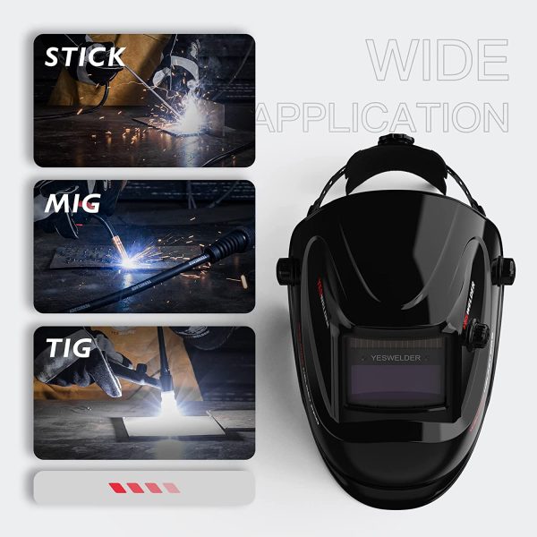 YESWELDER True Color Solar Auto Darkening Welding Helmet, Wide Shade 4/9-13 for TIG MIG ARC Weld Hood Helmet - Image 8