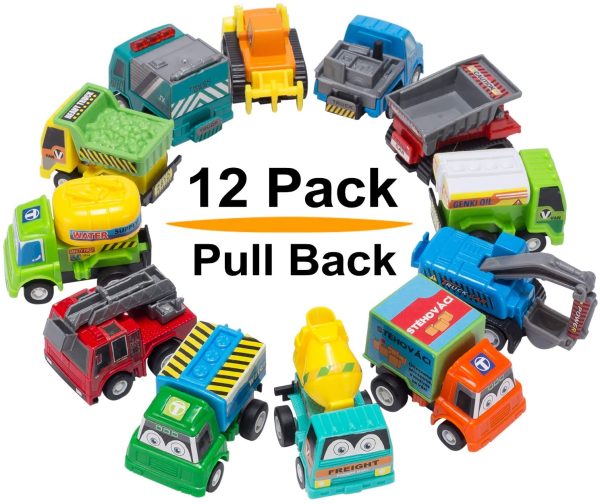 Pull Back Car,12 Pack Assorted Mini Plastic Construction Vehicle Set, Car Truck Toy for Kids, Boy, Girl, Child Birthday Party Favors, Goody Bag Giveaway, Prizes, Pinata Filler Supplie - Image 2