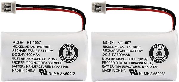 BBTY0651101 Model BT1007 Nickel-Cadmium Rechargeable Cordless Phone Battery, DC 2.4V 500mAh (2-Pack) - Image 2