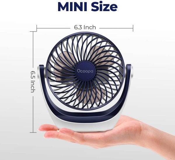 USB Desk Fan Table Fan with Strong Airflow & Quiet Operation, Portable Cooling Fan 3 Speed Adjustable 360??Rotatable Head for Home Office Bedroom Table and Desktop (Diamond Blue) - Image 5