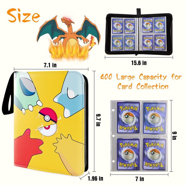 Trading Card Binder for Pokemon Cards 4-Pocket 50 Premium Pages Double Sided Removable Sleeve Collectible Card Carrying Case - 400 Pockets Card Binder Album for Card Collection - Image 3