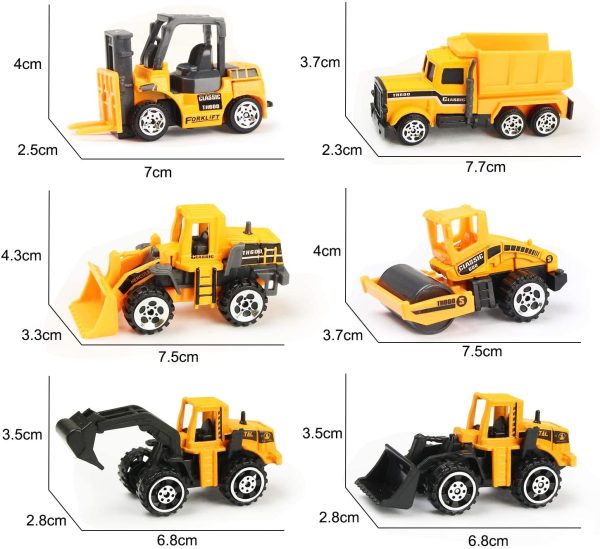 Jenilily Construction Toy Trucks Vehicle Mini Cars, Excavator Dump Truck Digger Forklift for Kids Enfant Age 3+