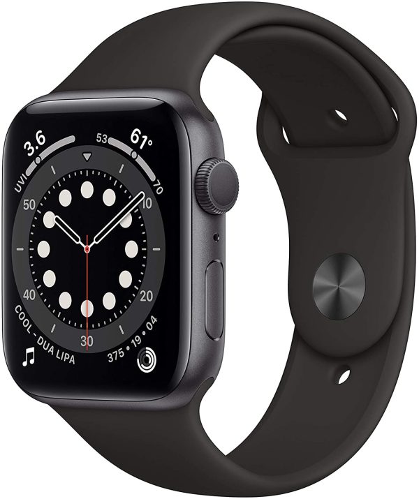 Apple Watch Series 6 (GPS, 44mm) - Space Gray Aluminum Case with Black Sport Band (Renewed) - Image 2