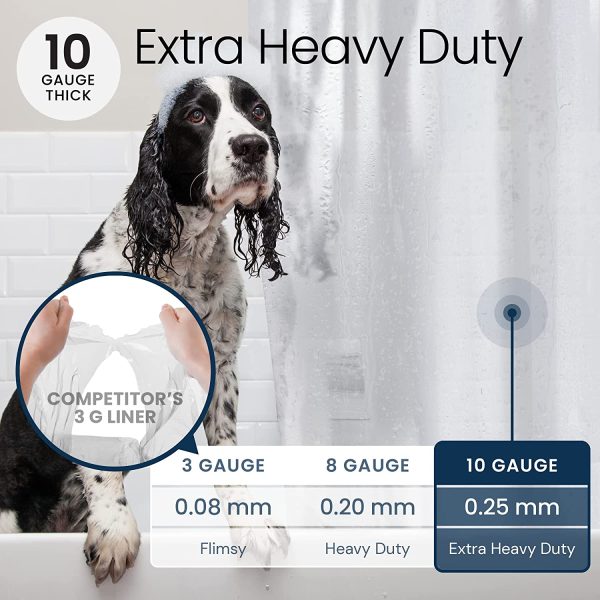 PEVA 10-Gauge Shower Curtain Liner, 36??W x 72??H - Clear, 10G Extra Heavy Duty Thickness for Bathroom - Image 2