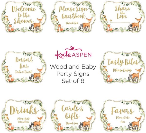 Kate Aspen Woodland Baby Shower, One Size, Décor Sign Kit (Set of 8) - Image 5