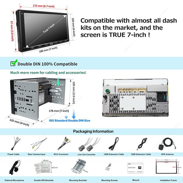 ATOTO A6 PF  Double-DIN Car Stereo, Wireless CarPlay,  Auto, Mirrorlink, 7 in Touch Screen in-Dash GPS Navigation, Dual Bluetooth, WiFi/BT/USB Tethering, HD LRV, 2G+32GB, A6G2A7PF - Image 5