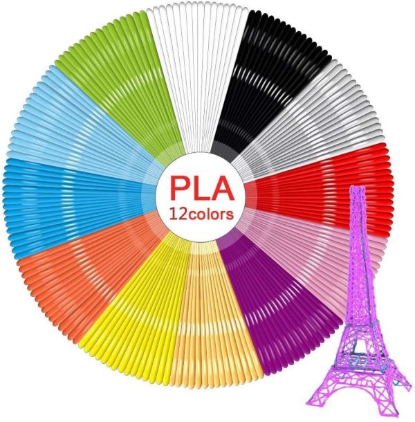 3D Pen Filament Refills 3D Printer Filament Refills | PLA 1.75mm | 12/18 /Colour Array (12/18 Random Colors, Each 5meter/16.4ft) (12 Colors, 12 Colors) - Image 7