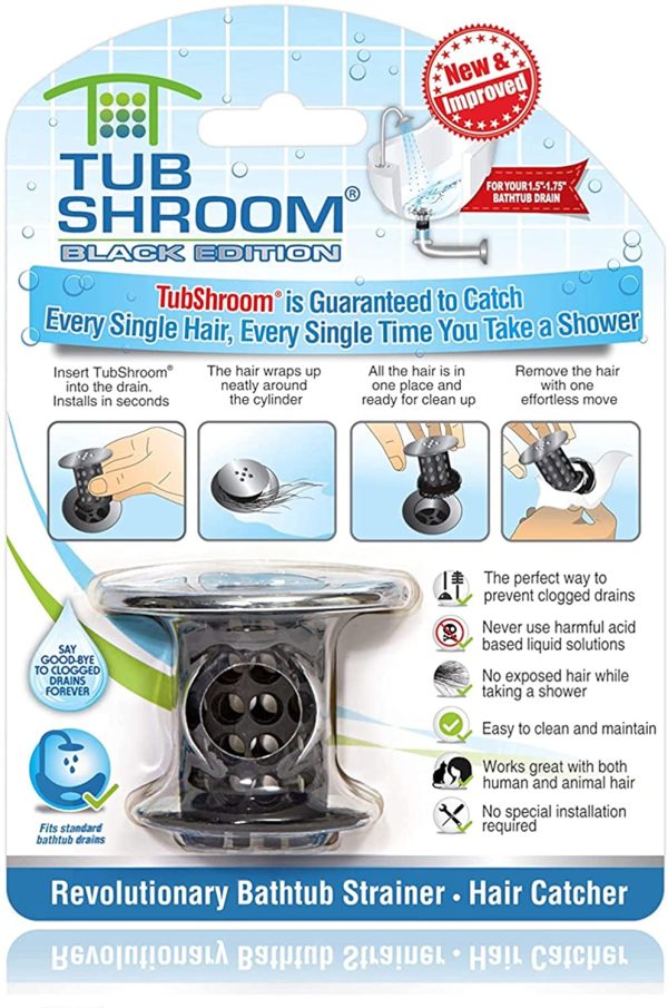 TubShroom Chrome Edition Revolutionary Tub Drain Protector Hair Catcher, Strainer, Snare, Black Black Chrome - Image 4