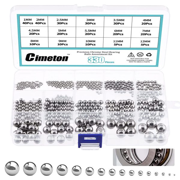 Cimeton 330Pcs 16Sizes Precision Bearing Steel Ball Assortment Kit Including Sizes 1MM 2MM 2.5MM 3MM 3.5MM 4MM 4.5MM 5MM 5.5MM 6MM 7MM 8MM 9MM 10MM 11MM 12MM Metric - Image 4