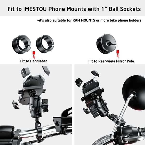 2PCS Aluminium 1" Ball Base for Handlebar Mounts, iMESTOU Ball Adapters Fit for Ram/iMESTOU Phone Mounts with 1" Ball Sockets - Image 8