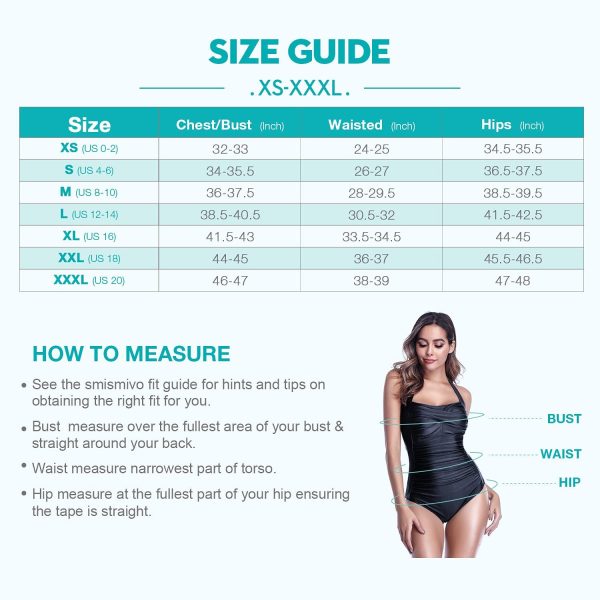 Smismivo Tummy Control Swimwear Black Halter One Piece Swimsuit Ruched Padded Bathing Suits for Women Slimming Vintage Bikini - Image 4