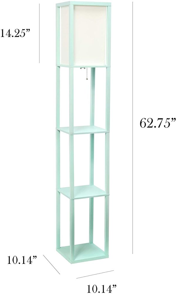 Simple Designs LF1014-AQU Etagere Organizer Storage Shelf Linen Shade Floor Lamp, Aqua - Image 5