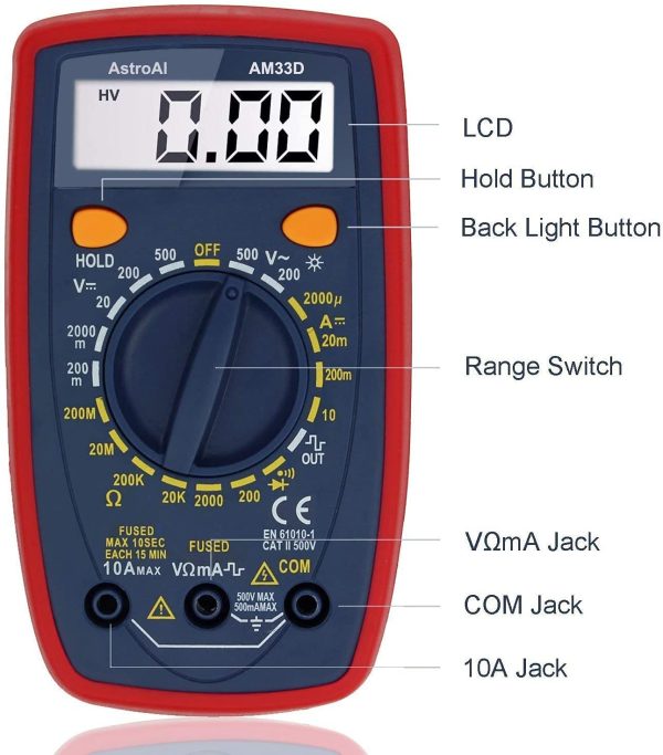 Multimeter 2000 Counts Digital Multimeter with DC AC Voltmeter and Ohm Volt Amp Tester ; Measures Voltage, Current, Resistance; Tests Live Wire, Continuity - Image 9