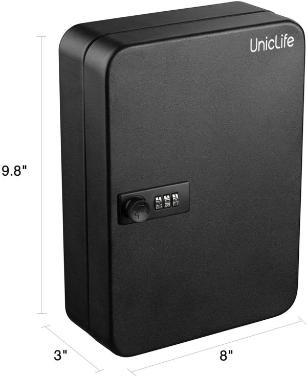 48 Key Cabinet Steel Security Safe Box with Combination Lock (Wall Mount) Black - Image 6