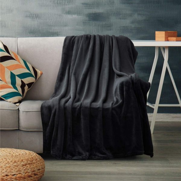 Bedsure Black Throw Blanket Flannel Fleece - 50 x60 inches Lightweight Blanket for Couch, Super Soft Blanket