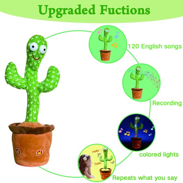 120 Songs Dancing Cactus, 13''/33cm Green Cactus  Toy Electric Singing /Talking/Repeats What You say Cactus Toy for Kids Birthday,Christmas,Party Gift