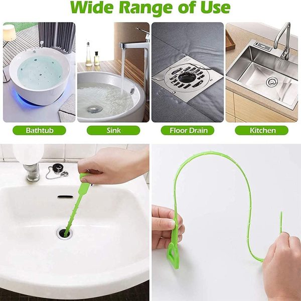 6 Pack Hair Grabber Drain Tool, Sink Drain Blockage Remover, 52cm Sink and Sewer Cleaning Tool, Tube Drain Cleaning