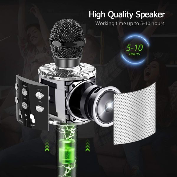 Bluetooth Microphone, Exssary Toys for Boys Girls Age 4 5 6 7 Wireless Microphone for Karaoke Cool Gifts for 3-12 Year Old Boys Girls Kids Voice Changer Mic Black - Image 3