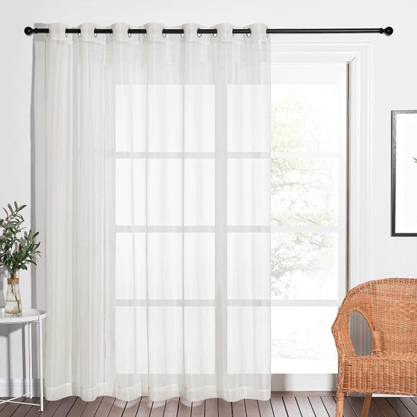 NICETOWN Sheer Drape for Large Window - 100" Width by 108" Length Solid Sheer Voile Window Drape Panel for Patio/Sliding Door/Living Room (Beige, 1 Pack)