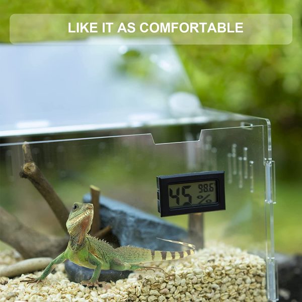 BETAZOOER Reptile Terrarium Aquarium Breeding Tank Acrylic Reptile Feeding Box with Temperature Hygrometer (11''x7.7''x5.9'') - Image 3