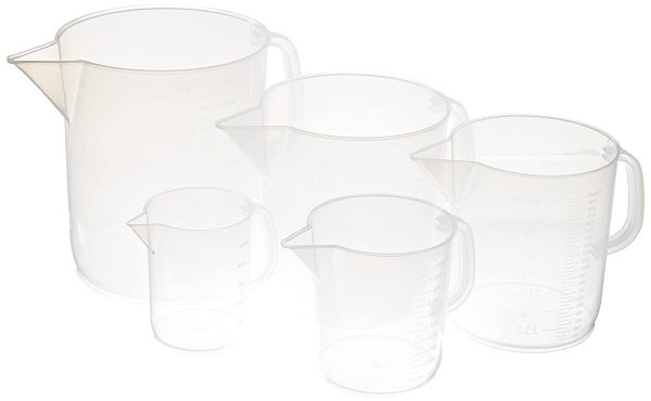 Delta Education 5 Piece Polypropylene Short Form Plastic Pitchers Set, Clear